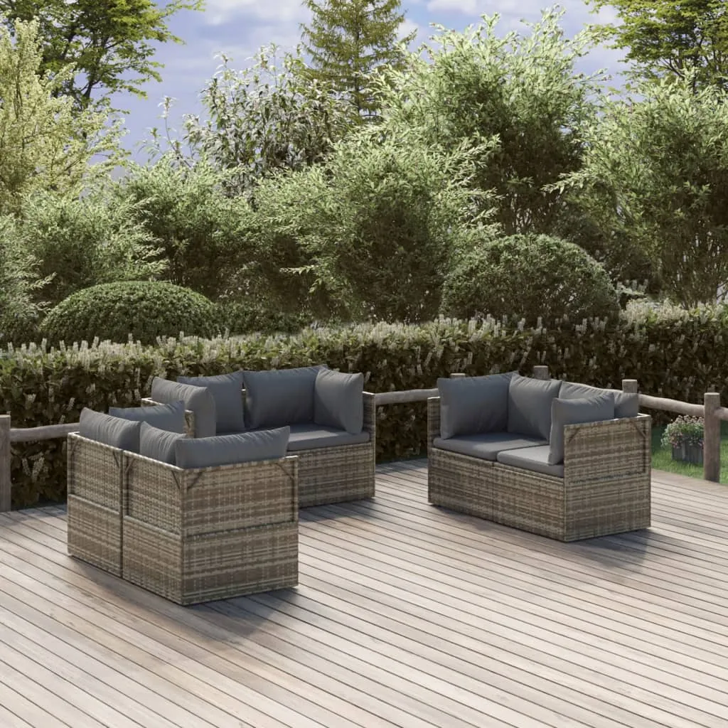 vidaXL Poltrone Angolari da Giardino 6pz Grigio 57x57x56cm Polyrattan