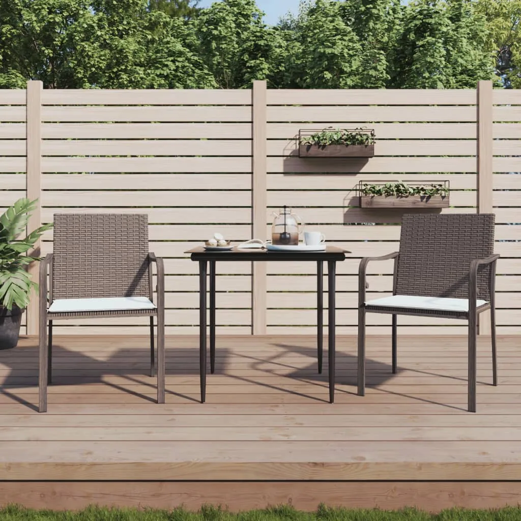 vidaXL Sedie da Giardino con Cuscini 2pz Marroni 56x59x84cm Polyrattan