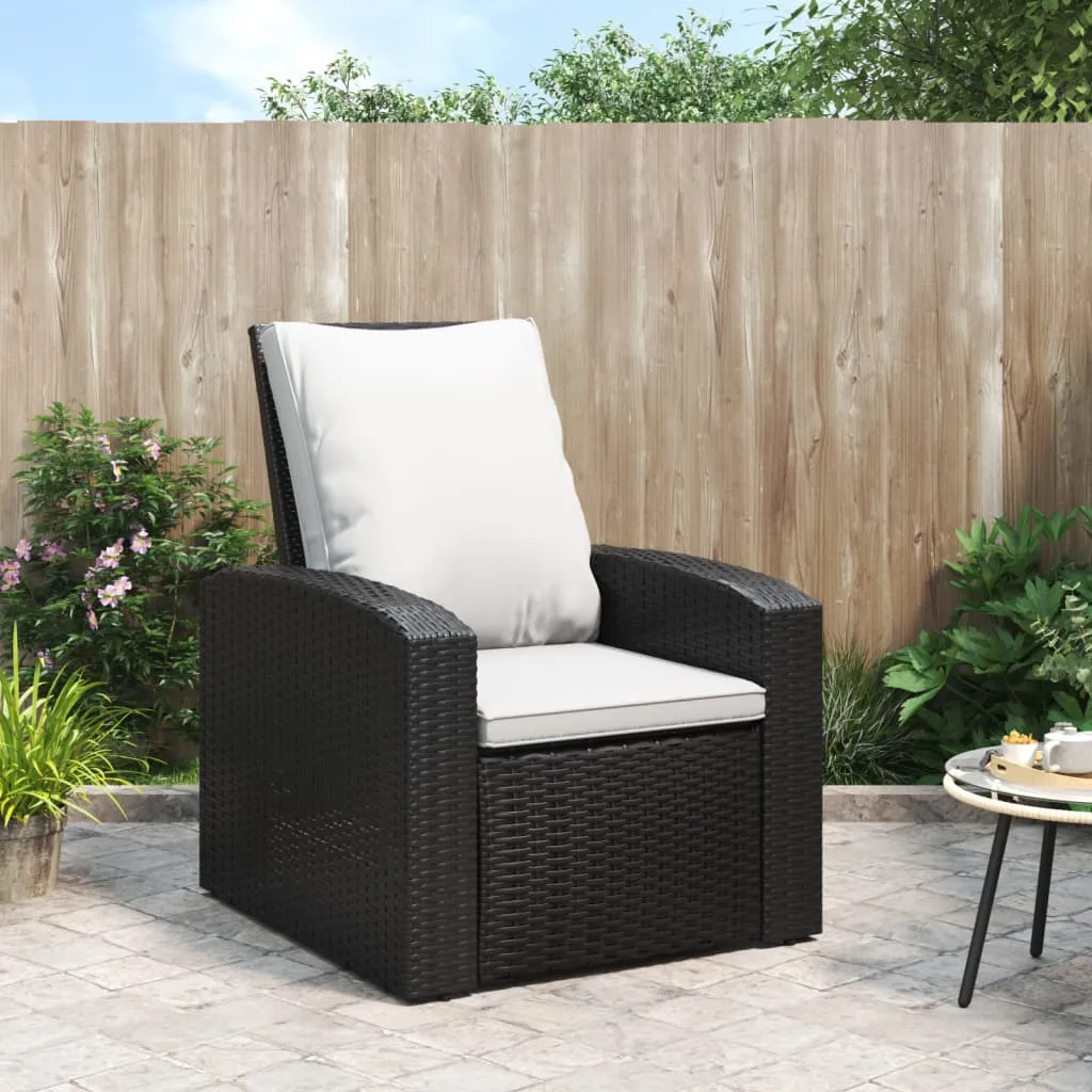 vidaXL Poltrona Reclinabile da Giardino con Cuscini Polyrattan Nera