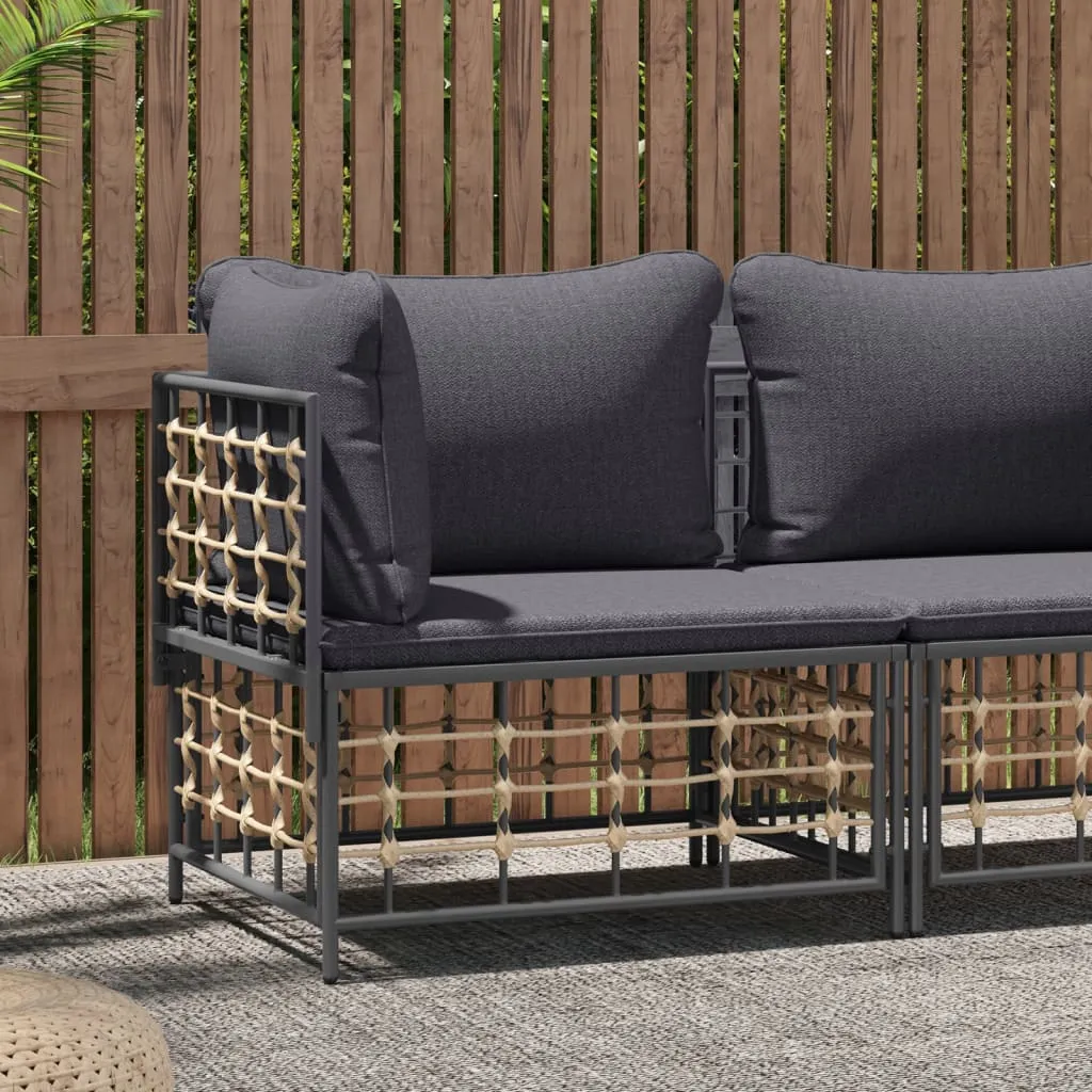 vidaXL Divano Angolare da Giardino con Cuscini Polyrattan Grigio Scuro