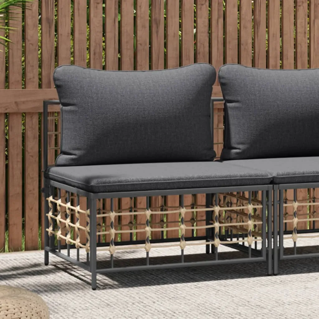 vidaXL Divano Centrale da Giardino con Cuscini Polyrattan Grigio Scuro