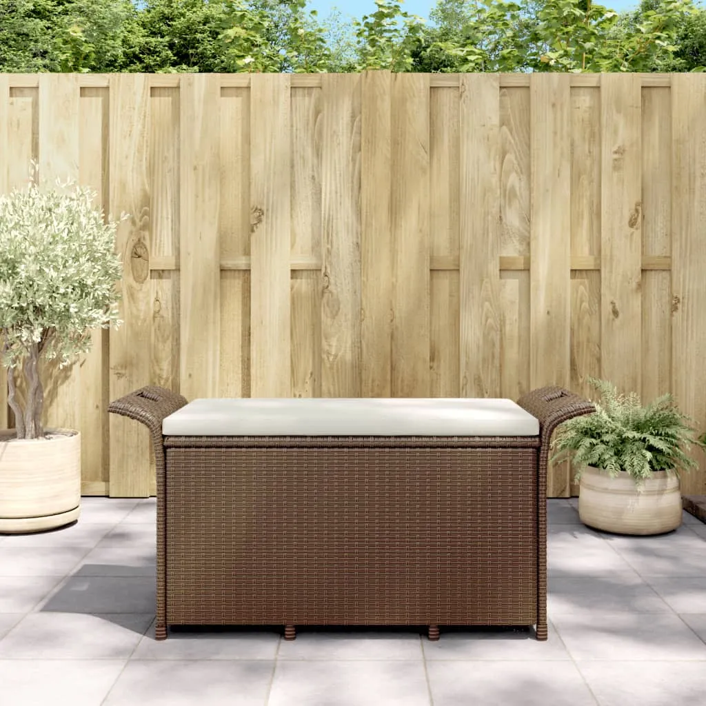 vidaXL Panca da Giardino con Cuscino Marrone 116x46x57cm in Polyrattan