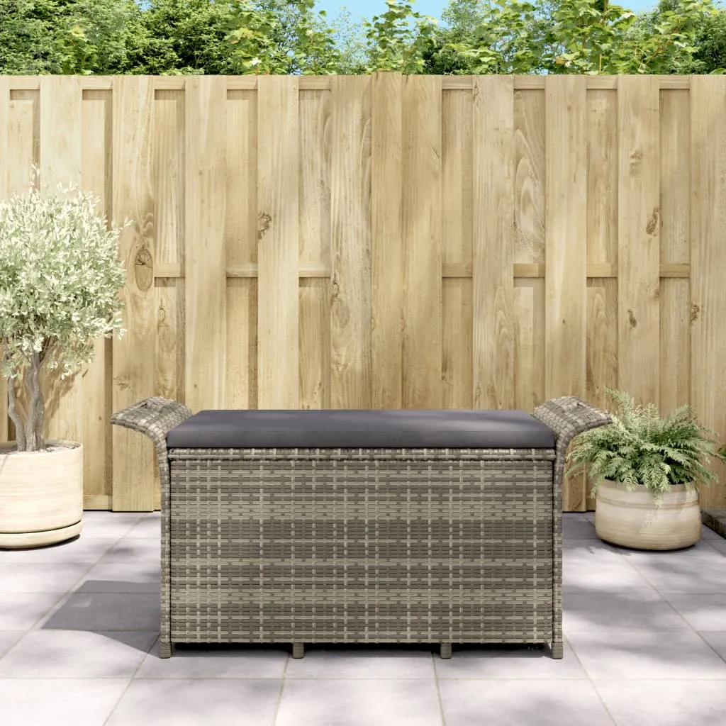 vidaXL Panca da Giardino con Cuscino Grigio 116x46x57 cm in Polyrattan