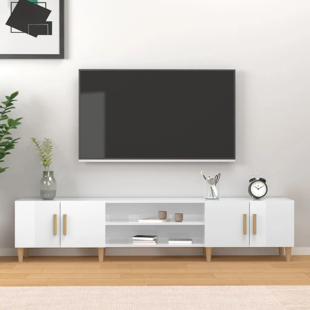 vidaXL Mobile Porta TV Bianco Lucido 180x31,5x40 cm Legno Multistrato