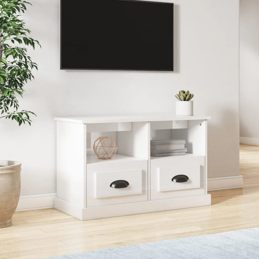 vidaXL Mobile Porta TV Bianco Lucido 80x35x50 cm in Legno Multistrato