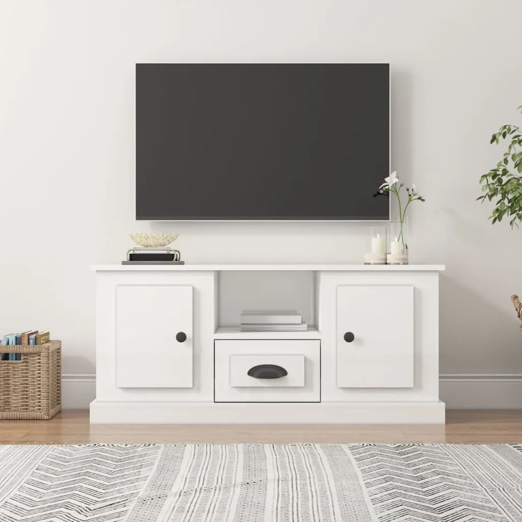 vidaXL Mobile Porta TV Bianco Lucido 100x35,5x45 cm Legno Multistrato