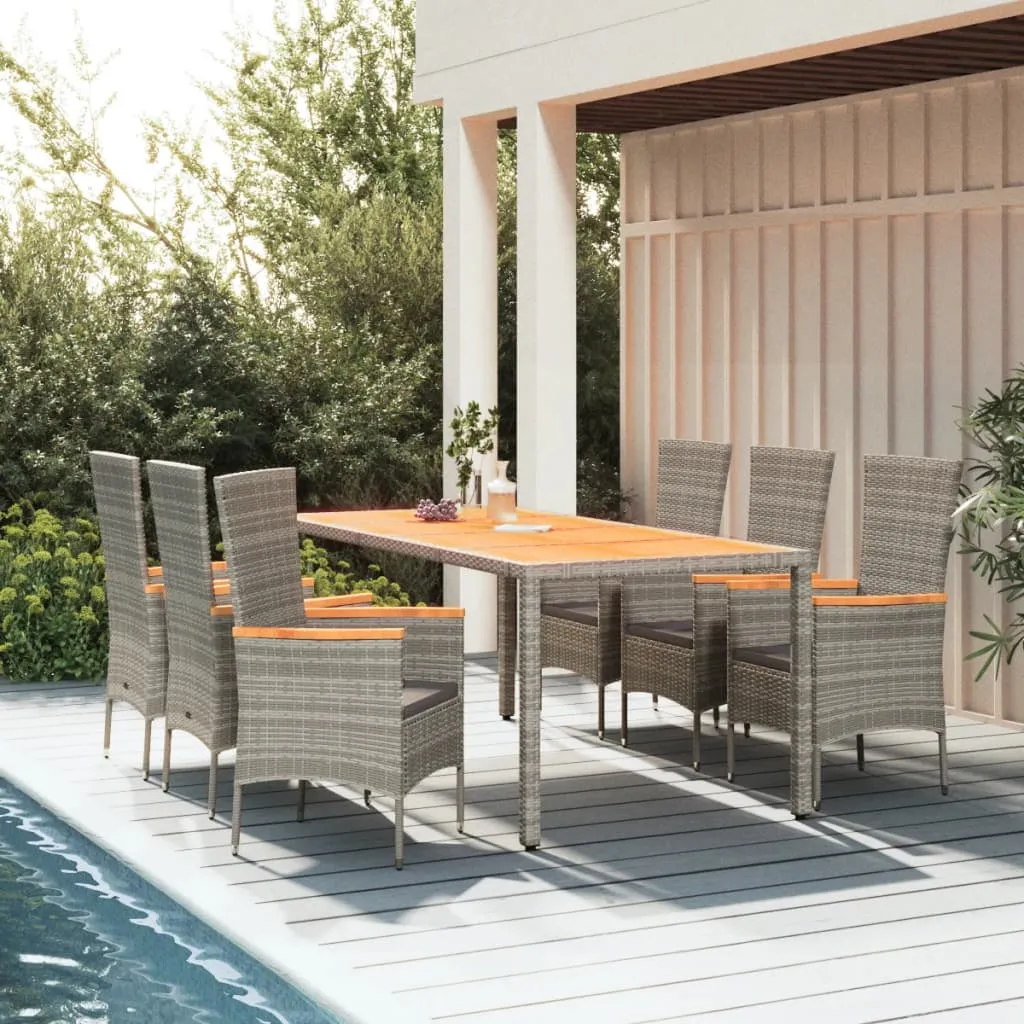 vidaXL Set da Pranzo da Giardino 7 pz con Cuscini in Polyrattan Grigio