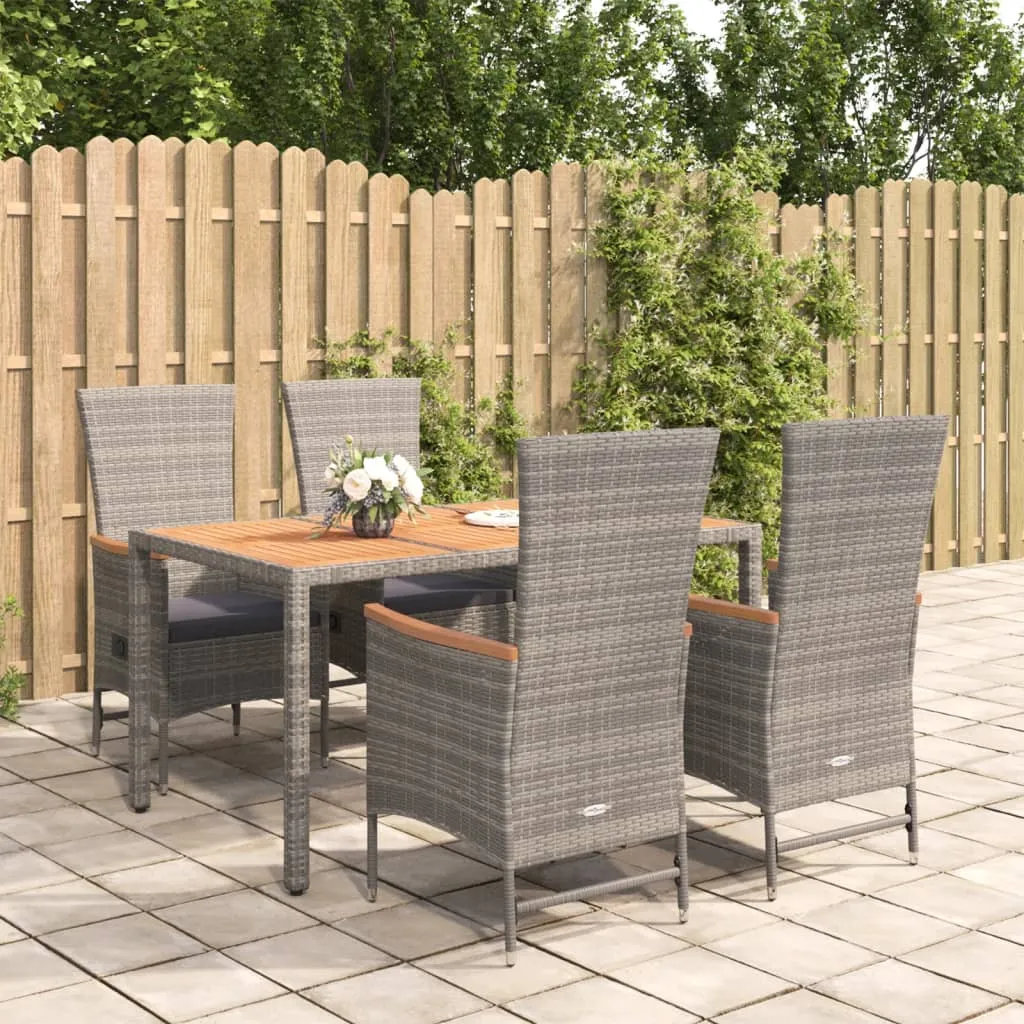 vidaXL Set da Pranzo da Giardino 5 pz con Cuscini in Polyrattan Grigio