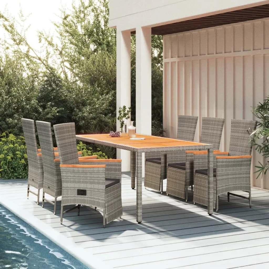 vidaXL Set da Pranzo da Giardino 7 pz con Cuscini in Polyrattan Grigio