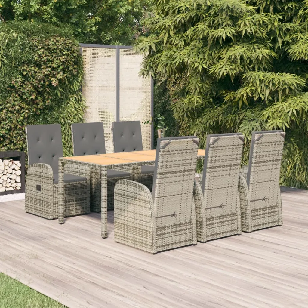 vidaXL Set da Pranzo da Giardino 7 pz con Cuscini in Polyrattan Grigio