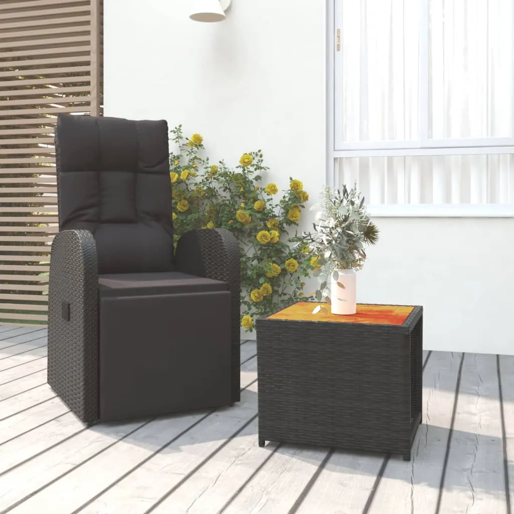 vidaXL Set Mobili Giardino 2pz Nero Polyrattan e Legno Massello Acacia