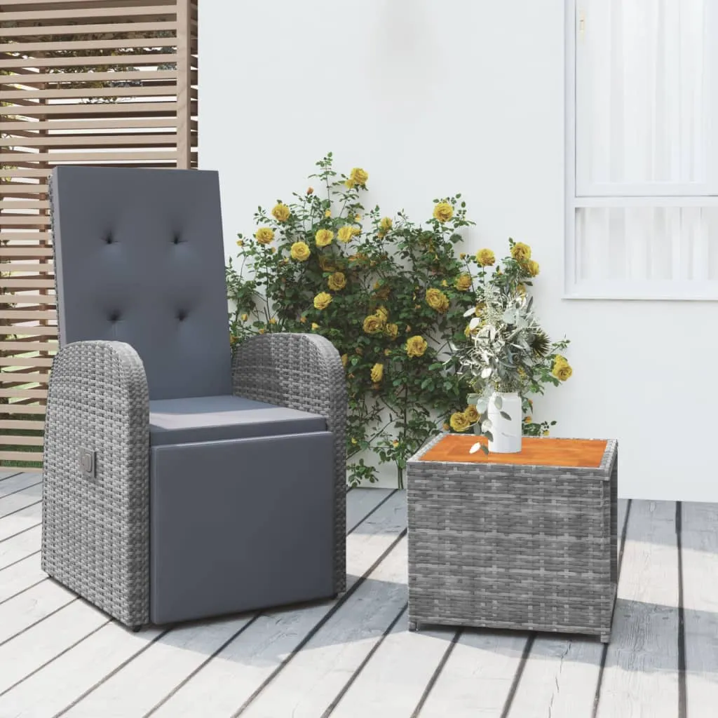 vidaXL Set Mobili Giardino 2pz Grigio Polyrattan Legno Massello Acacia