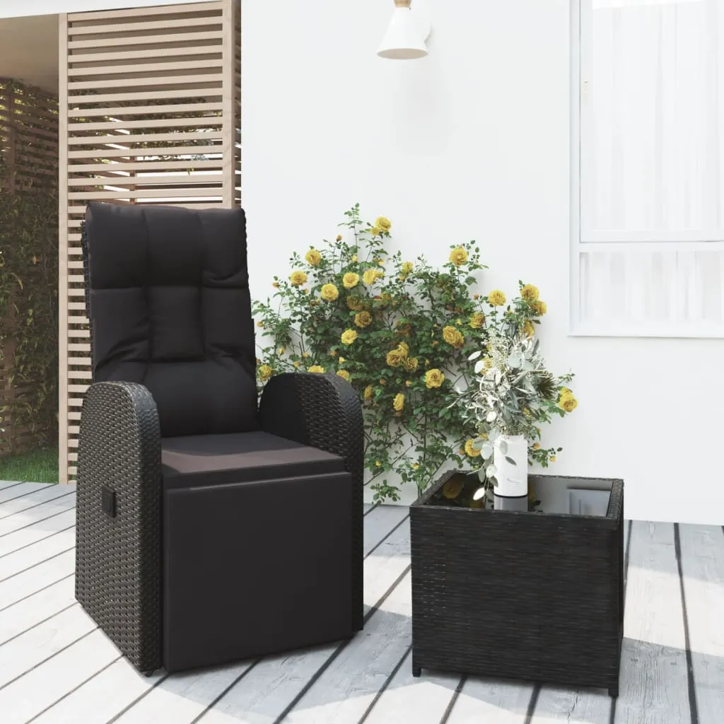 vidaXL Set Mobili da Giardino 2 pz Nero Polyrattan e Acciaio