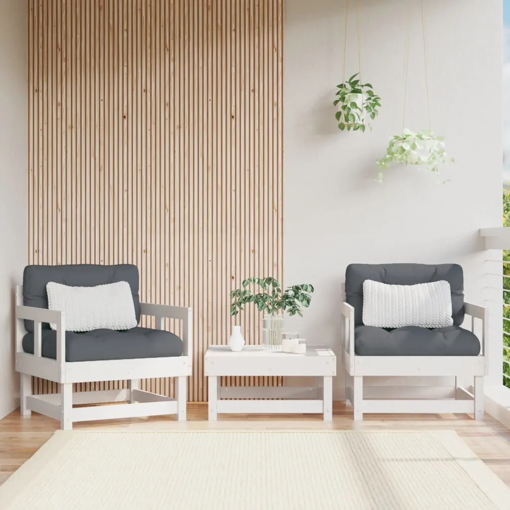 vidaXL Sedie da Giardino con Cuscini 2pz Legno Massello di Pino Bianco