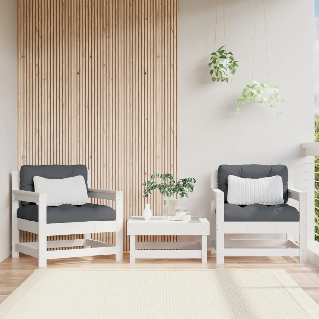 vidaXL Sedie da Giardino con Cuscini 2pz Legno Massello di Pino Bianco