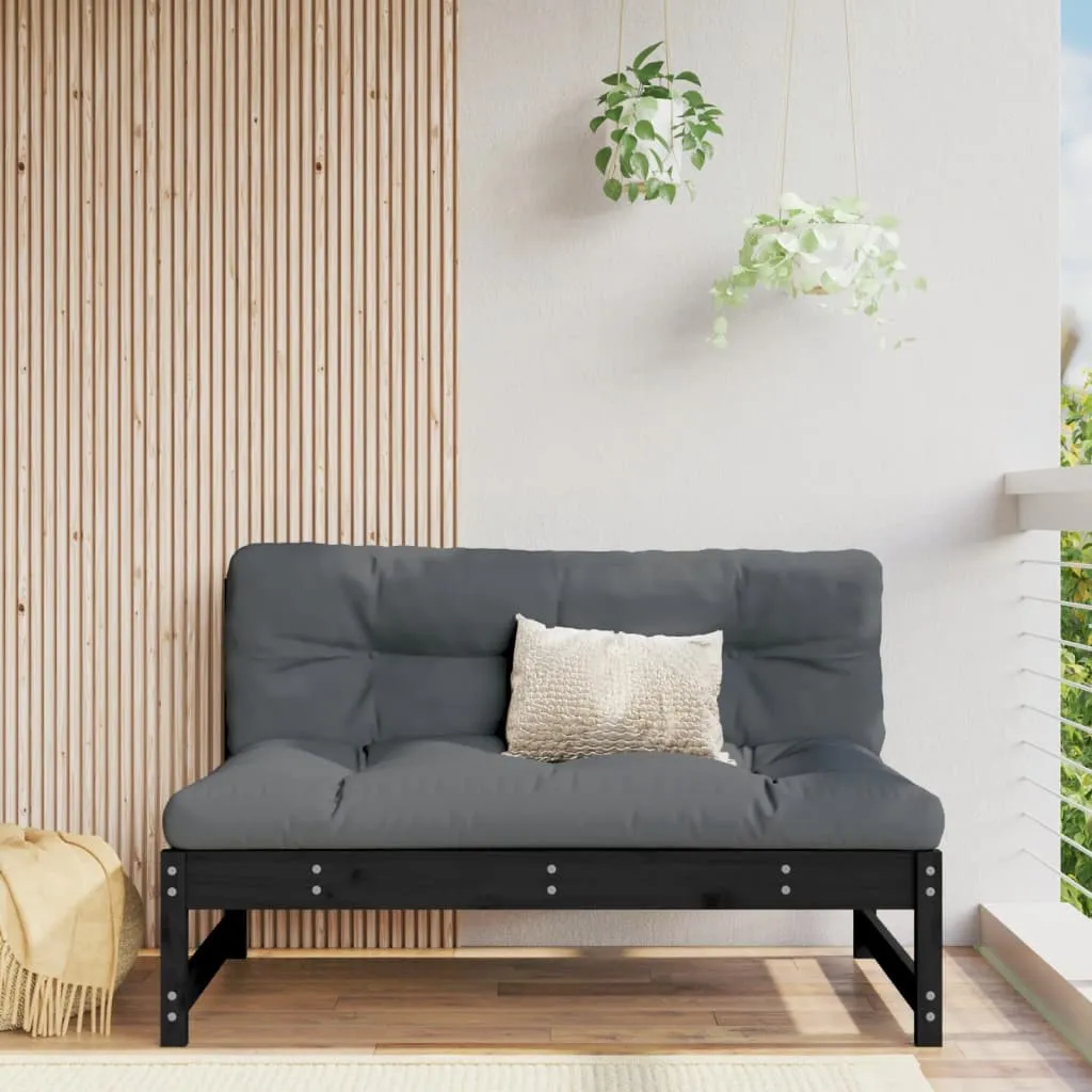 vidaXL Divano Centrale 120x80 cm in Legno Massello di Pino Nero