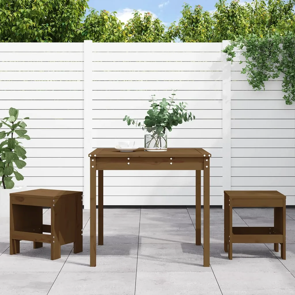 vidaXL Set da Bistrot da Giardino 3 pz Miele in Legno Massello di Pino