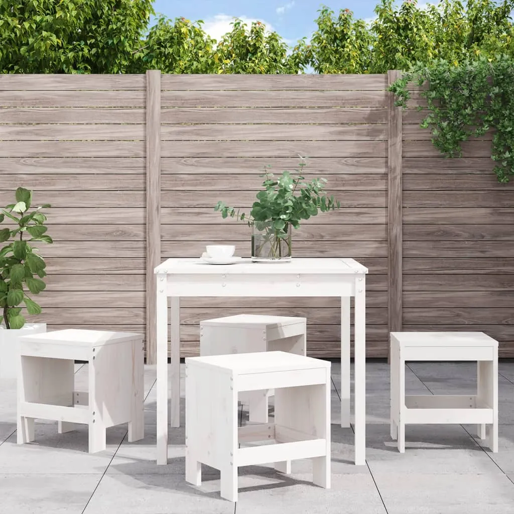 vidaXL Set da Pranzo per Giardino 5pz Bianco in Legno Massello di Pino