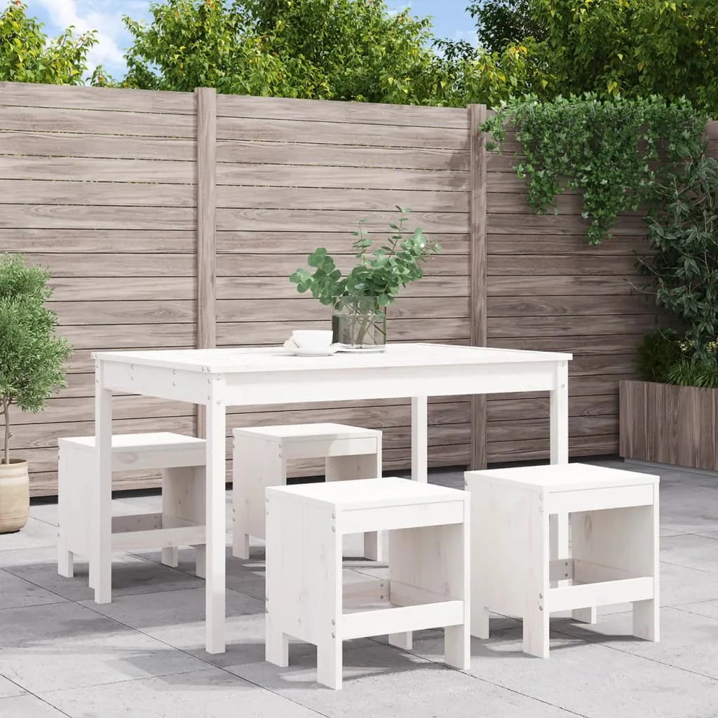 vidaXL Set da Pranzo per Giardino 5pz Bianco in Legno Massello di Pino