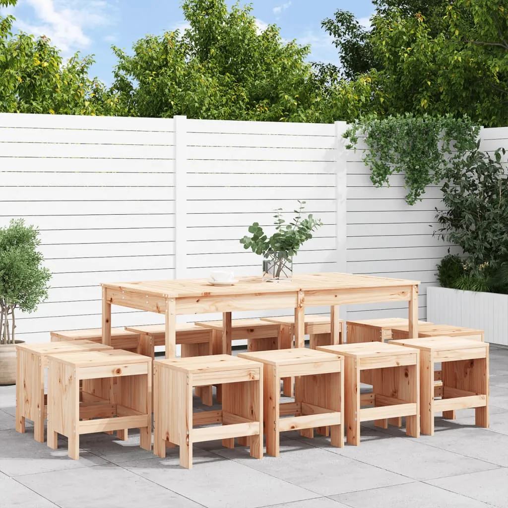 vidaXL Set da Pranzo da Giardino 13 pz in Legno Massello di Pino