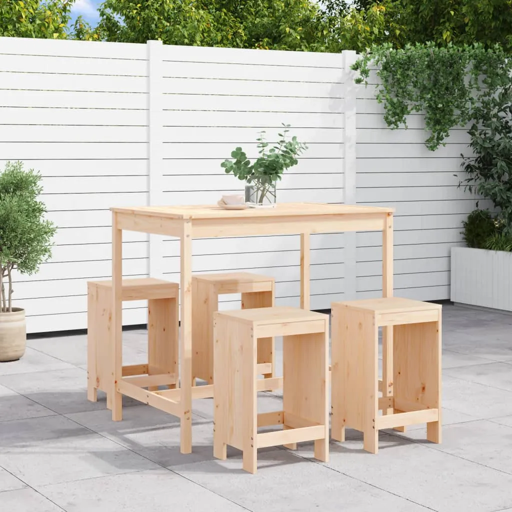 vidaXL Set Bar da Giardino 5 pz in Legno Massello di Pino