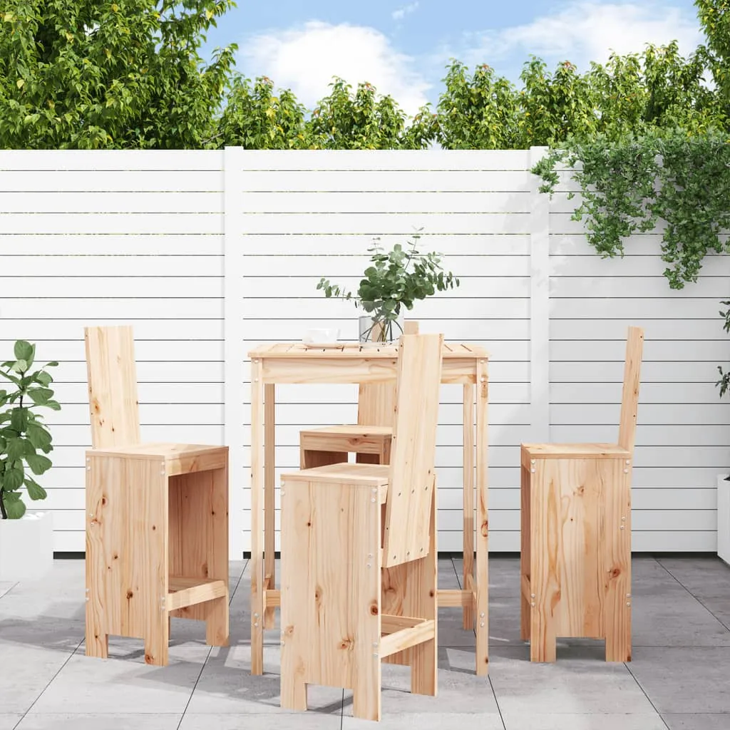 vidaXL Set Bar da Giardino 5 pz in Legno Massello di Pino