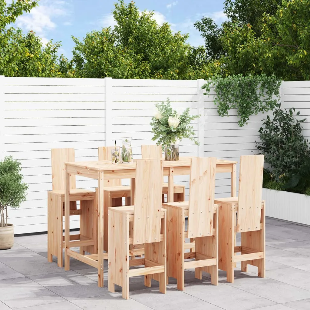 vidaXL Set Bar da Giardino 7 pz in Legno Massello di Pino