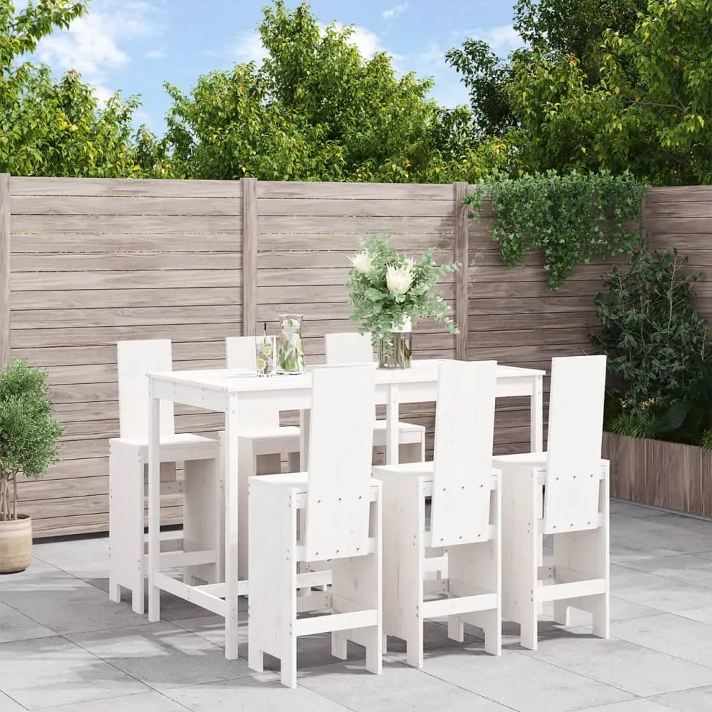 vidaXL Set Bar da Giardino 7 pz Bianco in Legno Massello di Pino