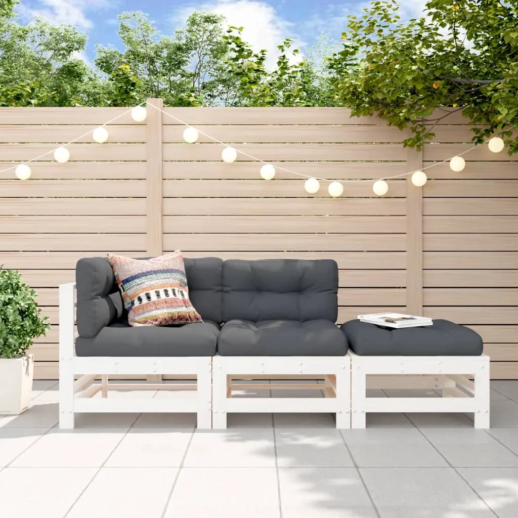 vidaXL Set Salotto da Giardino 3 pz Bianco in Legno Massello di Pino