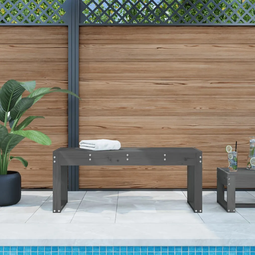 vidaXL Panca da Giardino Grigia 110x38x45 cm Legno Massello di Pino