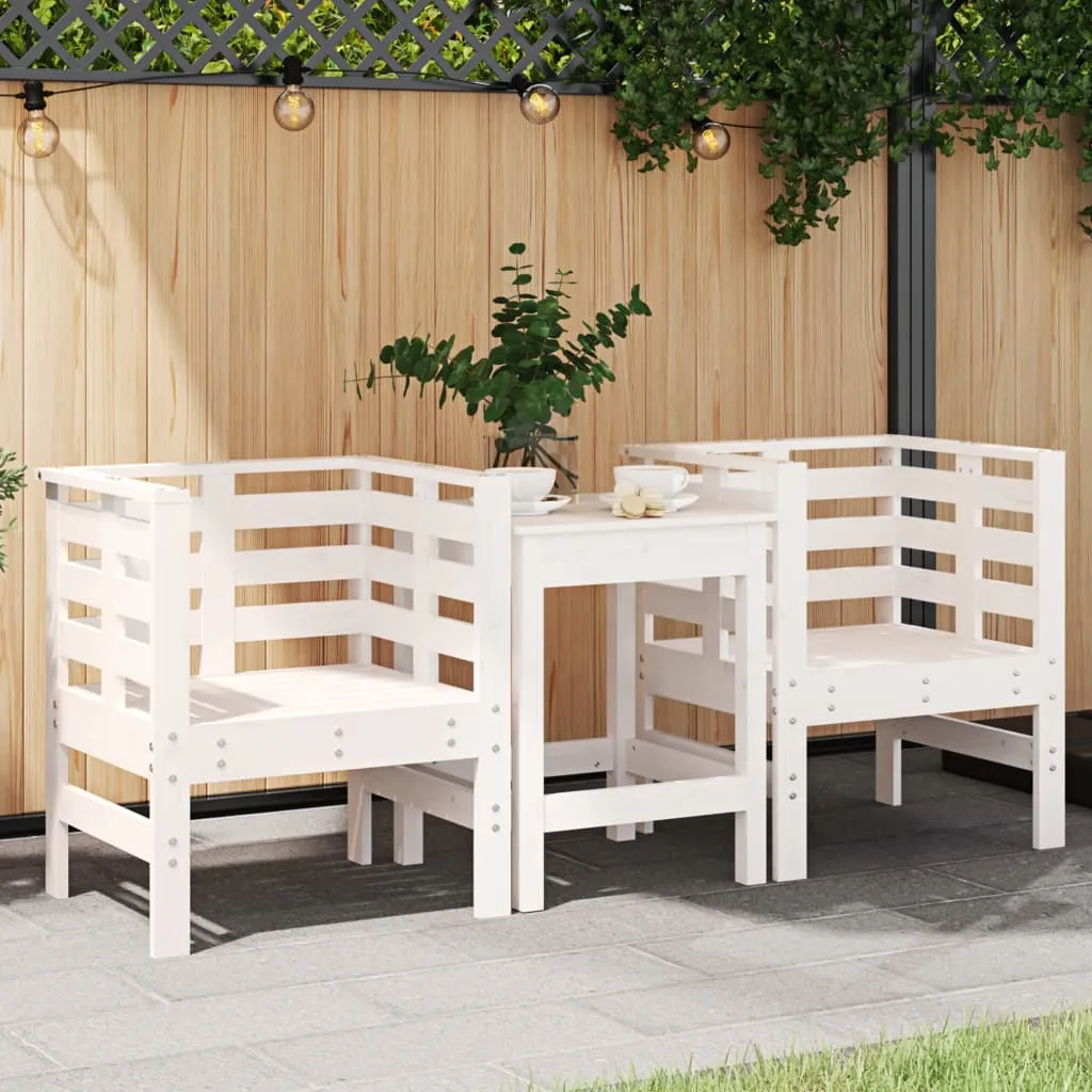 vidaXL Sedie da Giardino 2pz Bianche 61,5x53x71cm Legno Massello Pino