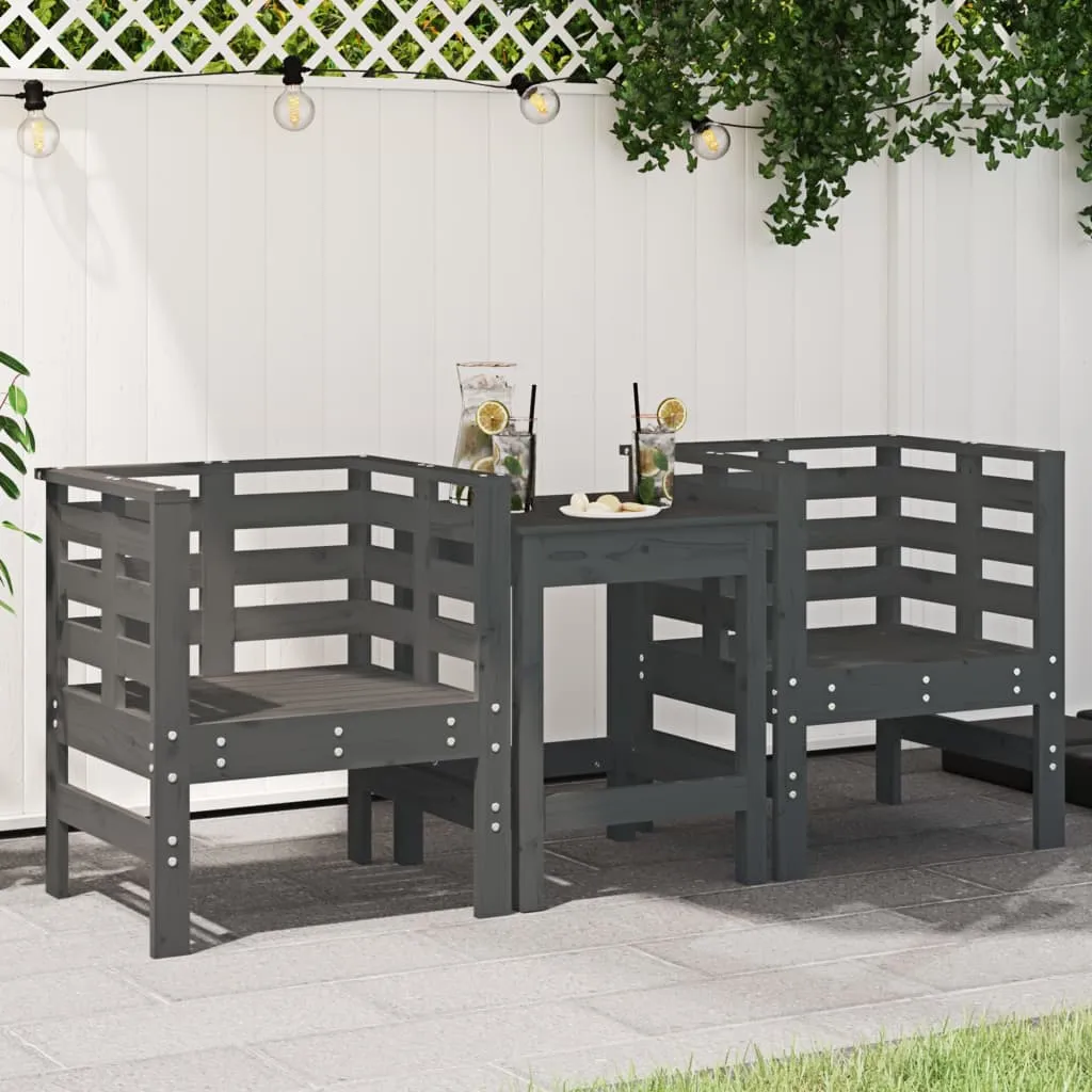 vidaXL Sedie da Giardino 2pz Grigie 61,5x53x71cm Legno Massello Pino