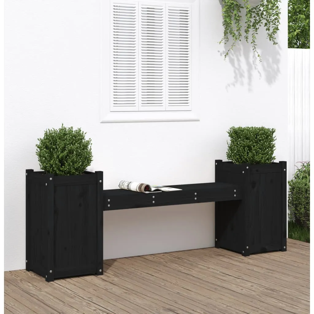 vidaXL Panchina con Fioriera Nera 180x36x63cm Legno Massello di Pino