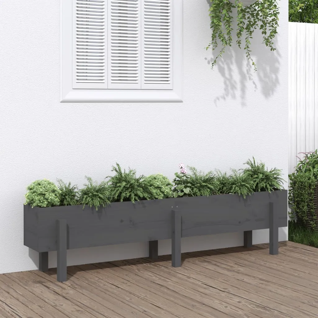 vidaXL Fioriera Rialzata da Giardino Grigia 160x30x38 cm Massello Pino