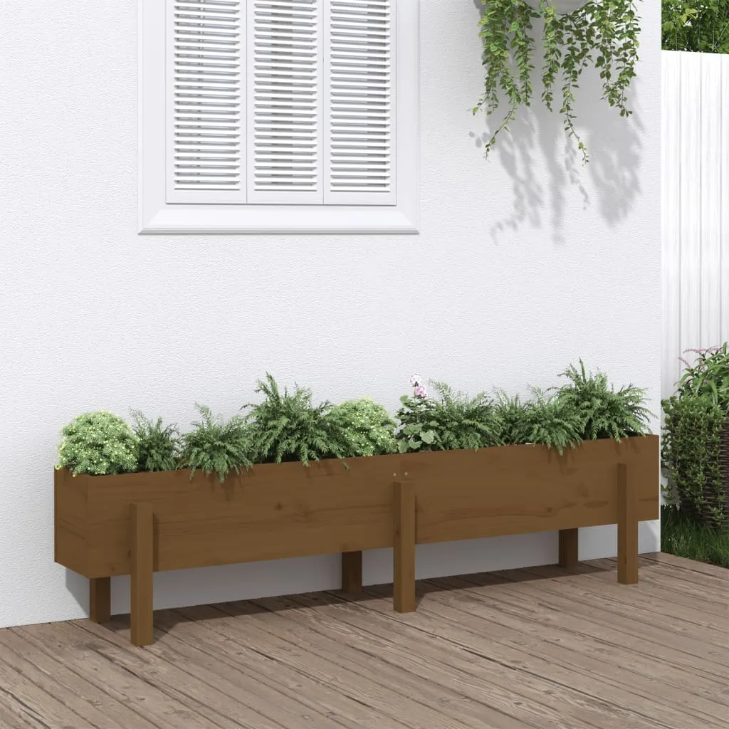 vidaXL Fioriera Rialzata da Giardino Miele 160x30x38 cm Massello Pino