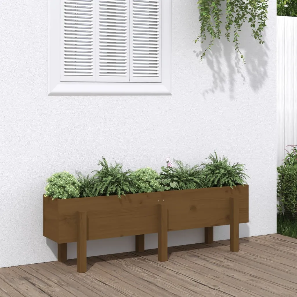 vidaXL Fioriera Rialzata da Giardino Miele 121x30x38 cm Massello Pino