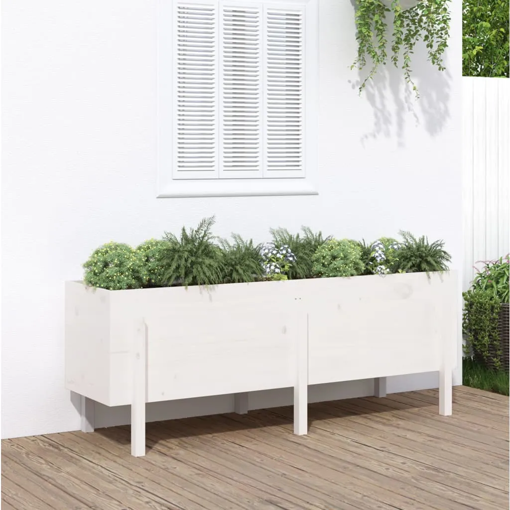 vidaXL Fioriera Rialzata da Giardino Bianca 160x50x57 cm Massello Pino