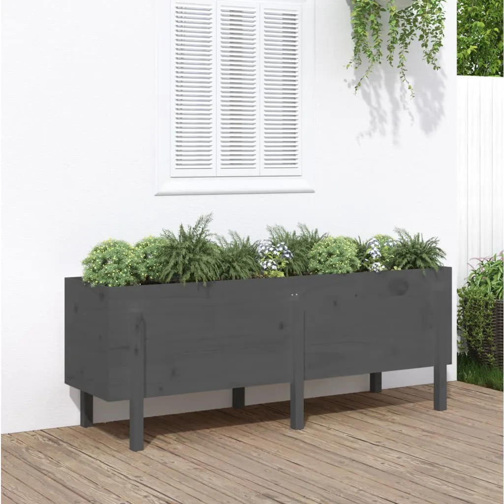 vidaXL Fioriera Rialzata da Giardino Grigia 160x50x57 cm Massello Pino