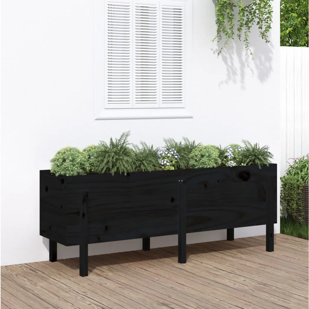 vidaXL Fioriera Rialzata da Giardino Nera 160x50x57 cm Massello Pino