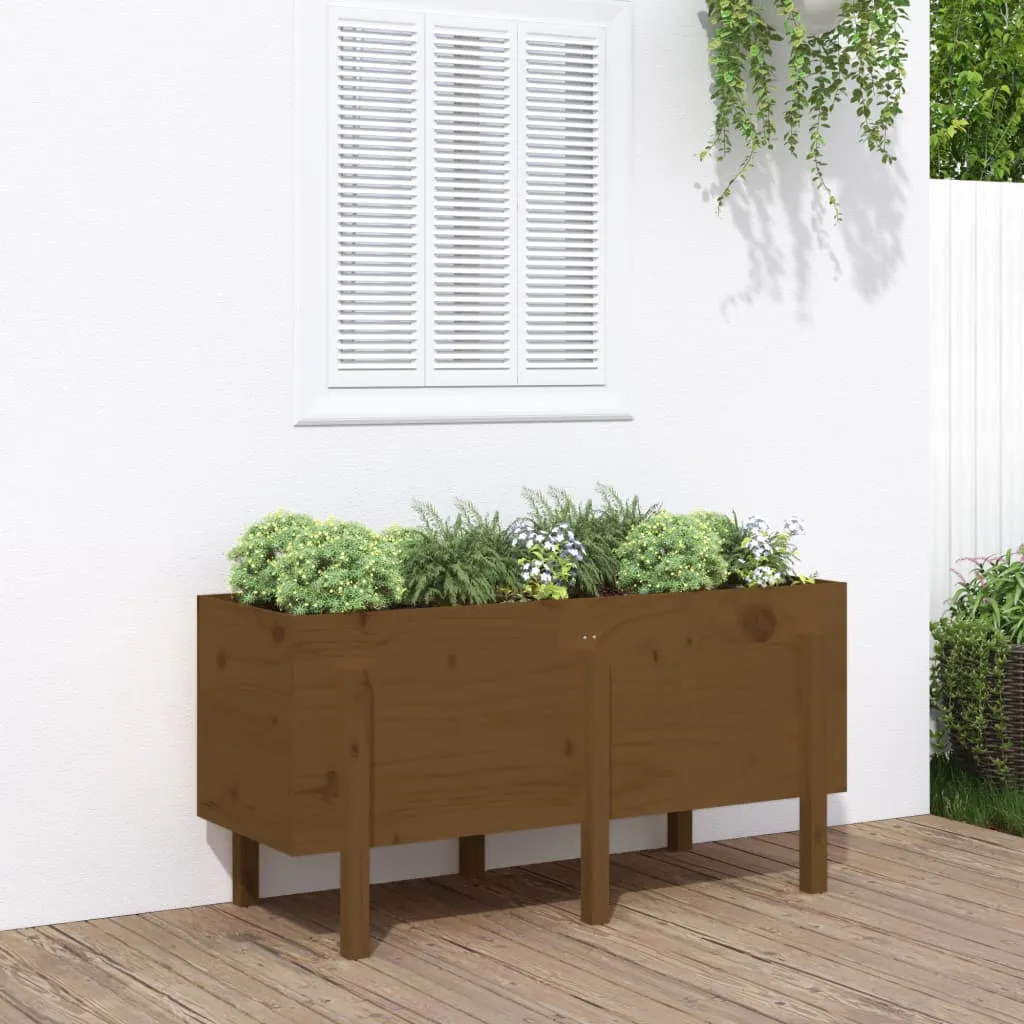 vidaXL Fioriera Rialzata da Giardino Miele 121x50x57 cm Massello Pino