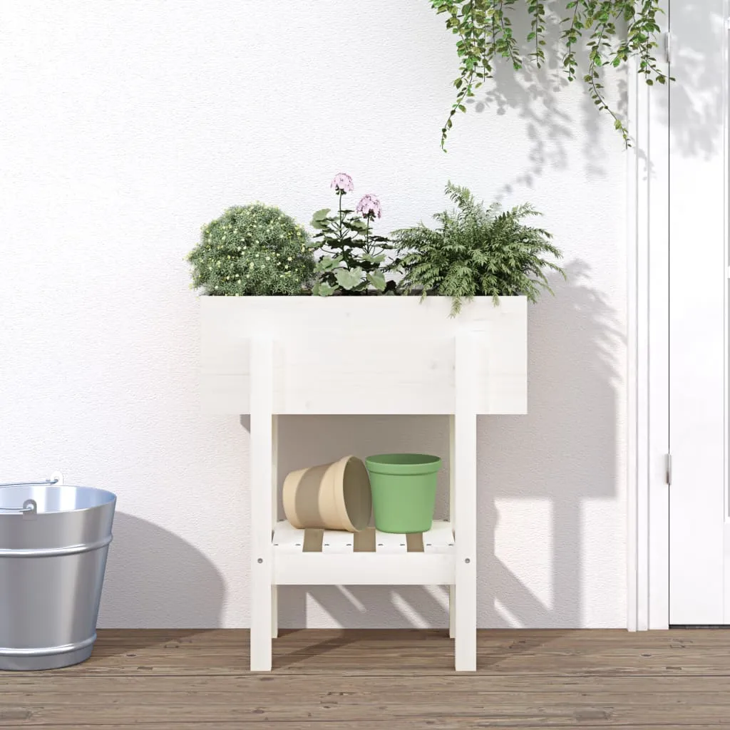 vidaXL Fioriera da Giardino Bianca 62x30x69 cm Legno Massello di Pino