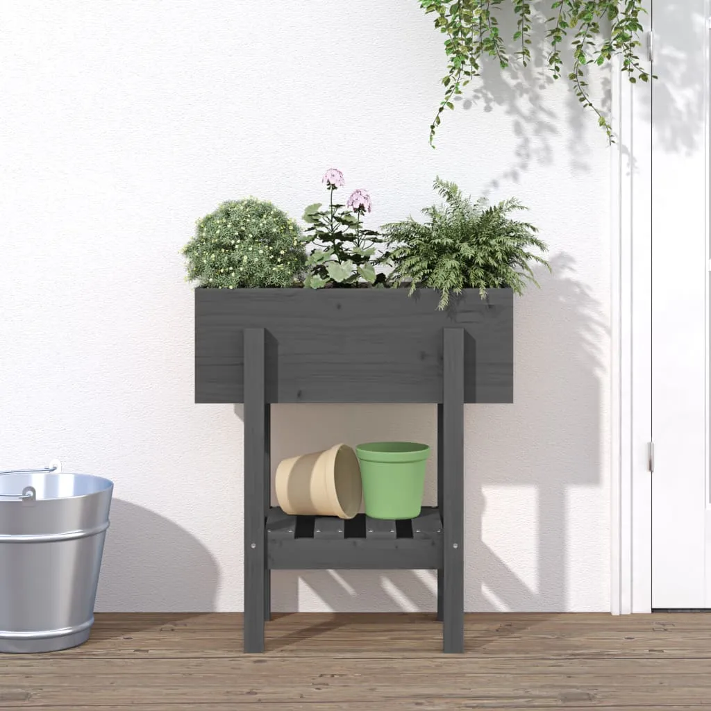 vidaXL Fioriera da Giardino Grigia 62x30x69 cm Legno Massello di Pino