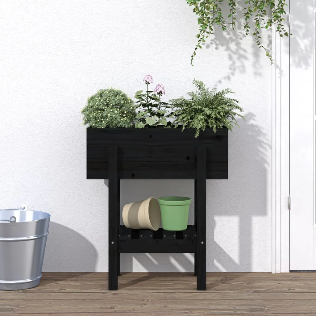 vidaXL Fioriera da Giardino Nera 62x30x69 cm Legno Massello di Pino