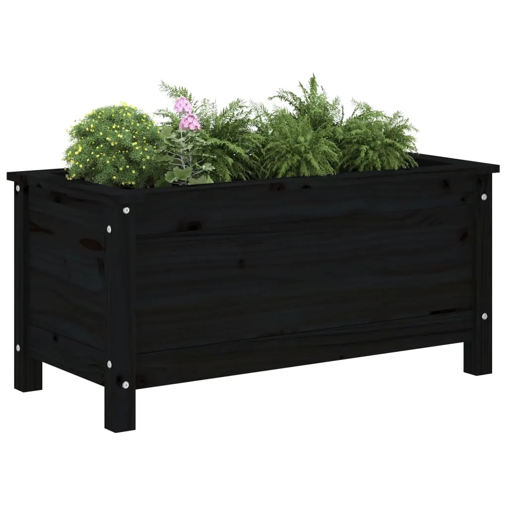 vidaXL Fioriera da Giardino Nera 82,5x40x39 cm Legno Massello di Pino