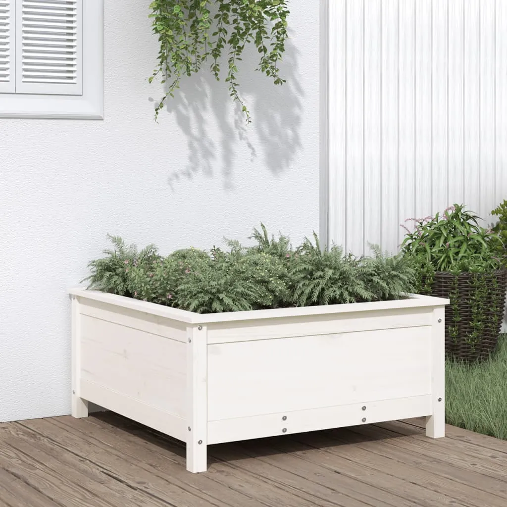 vidaXL Fioriera da Giardino Bianca 82,5x82,5x39cm Legno Massello Pino