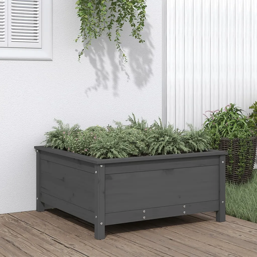 vidaXL Fioriera da Giardino Grigia 82,5x82,5x39cm Legno Massello Pino