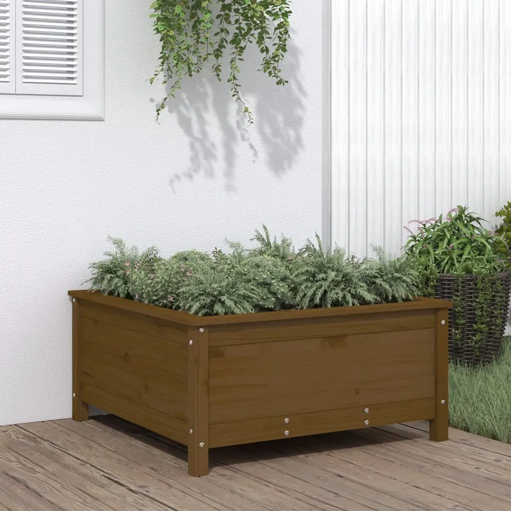 vidaXL Fioriera da Giardino Miele 82,5x82,5x39 cm Legno Massello Pino