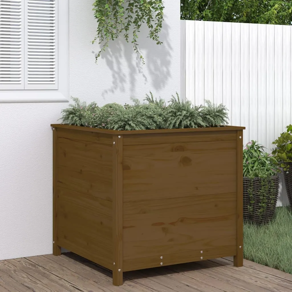 vidaXL Fioriera da Giardino Miele 82,5x82,5x78 cm Legno Massello Pino