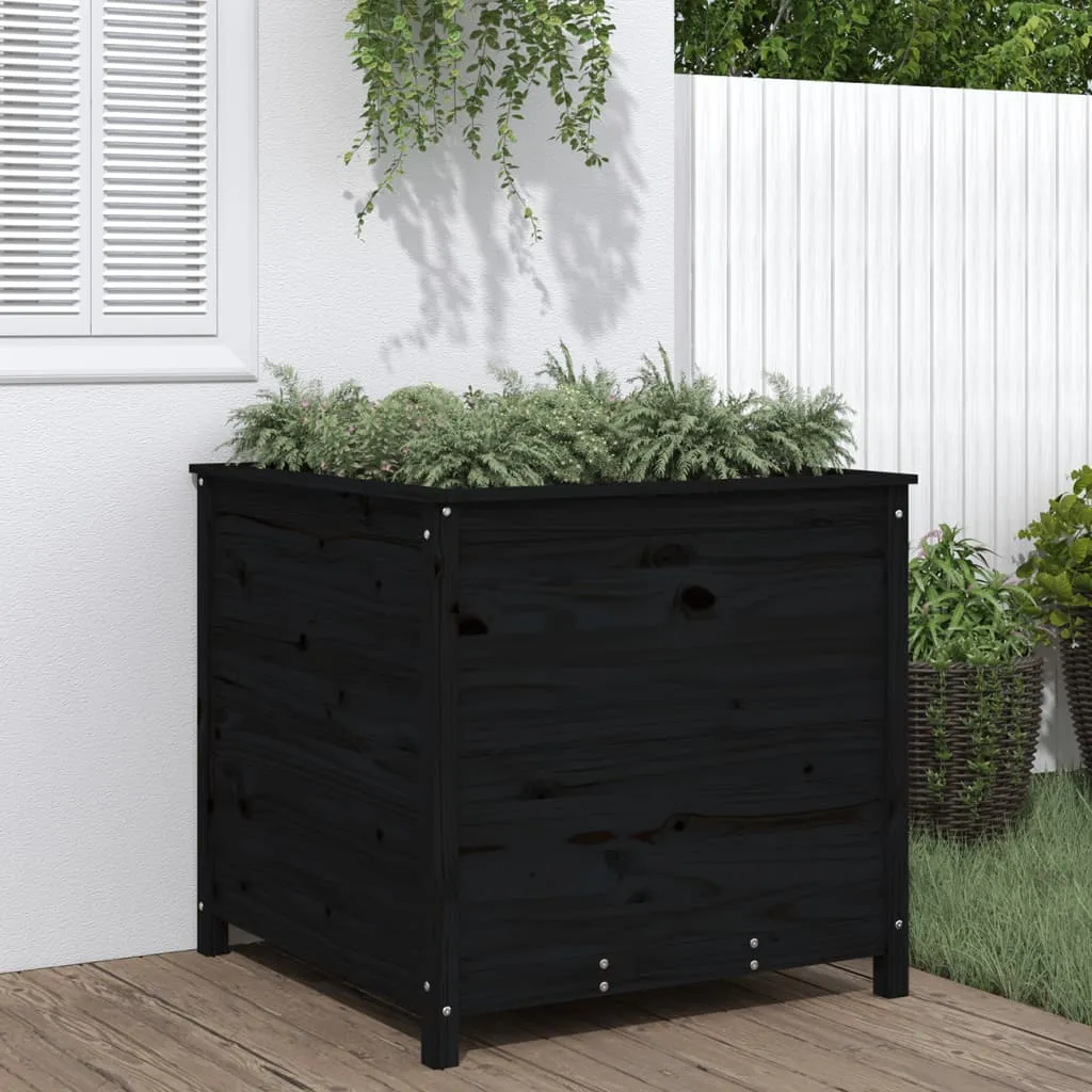 vidaXL Fioriera da Giardino Nera 82,5x82,5x78cm Legno Massello di Pino