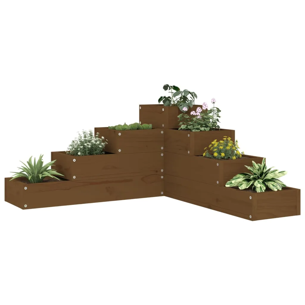 vidaXL Fioriera da Giardino 4 Ripiani Miele 80,5x79x36cm Massello Pino